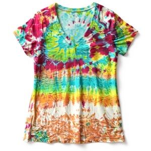 Old Navy Vintage | Vibrant Tie-Dye V-Neck Women's Top | Size Medium